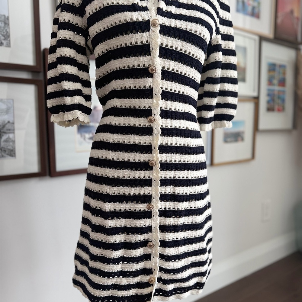 Maje Navy and White Striped Dress - Picture 5 of 5